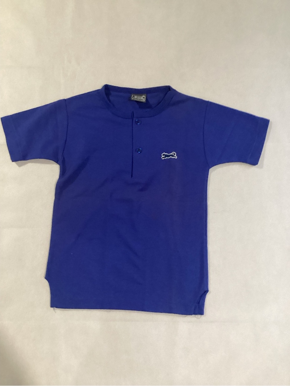 Le Tigre Boys Short-Sleeve Henley Polo in Royal Blue size 10  6/7